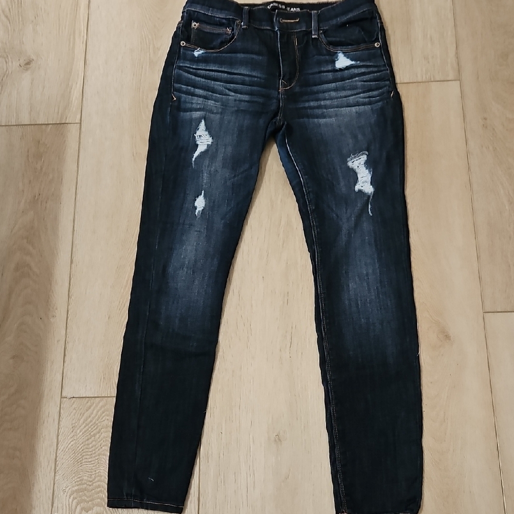 Express Dark Blue Distressed Jeans